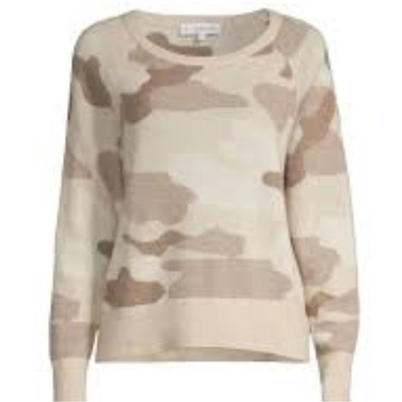 BOGO! White + Warren Intarsia Camo Cashmere Pullover Sweater Tan Brown Medium,All Products : American Fashion Style Bags On Sale